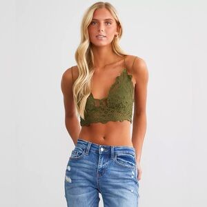 NWT Free People Adella Lace Bralette in Avocado Tree - Size M